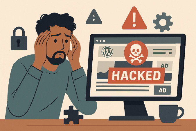 aggódó férfi a képernyő előtt - grafika